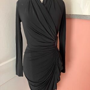 All Saints Black Long Sleeve Wrap Dress